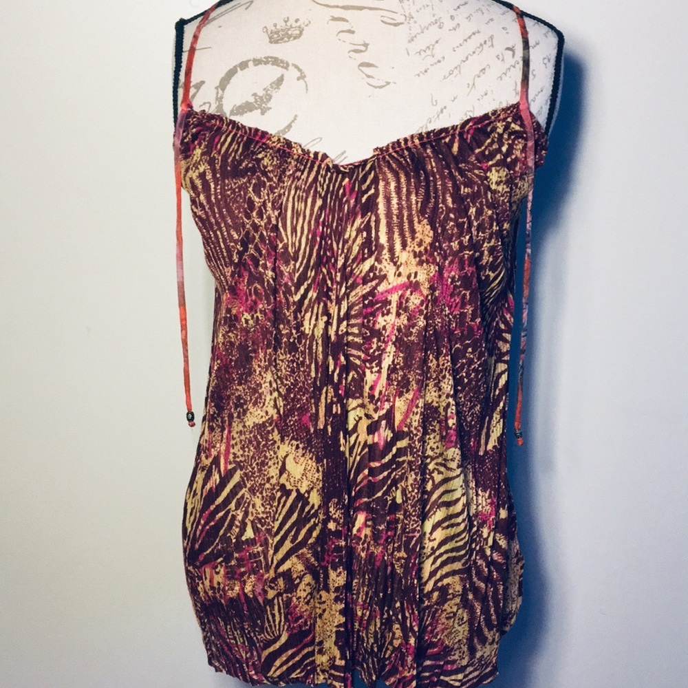 NWOT Free People patterned flouncy strappy tank S
